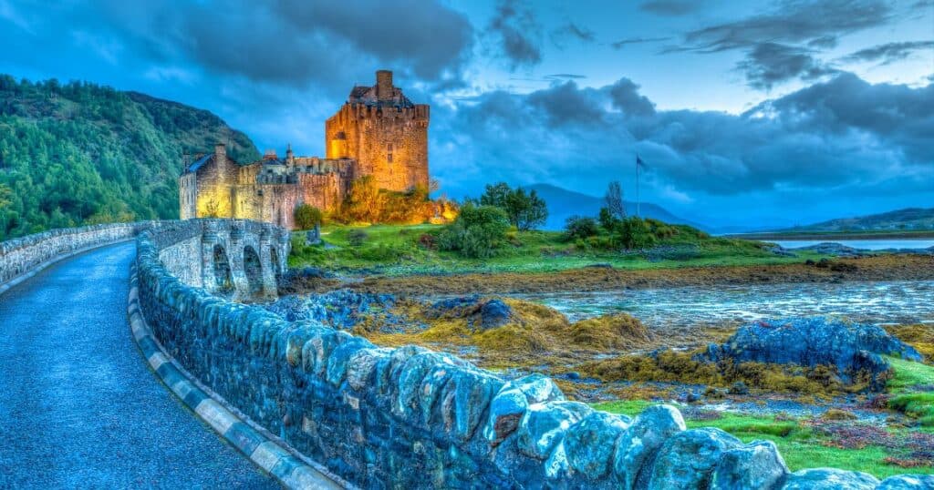 Hohenzollern Castle eilean donan castle, scotland - exterior view at night