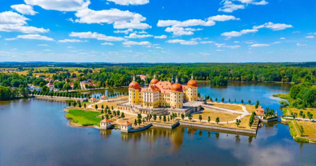 moritzburg castle, germany - exterior view from above