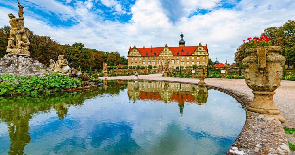 Hohenzollern Castle Reconstruction schloss weikersheim, germany - exterior view from grounds